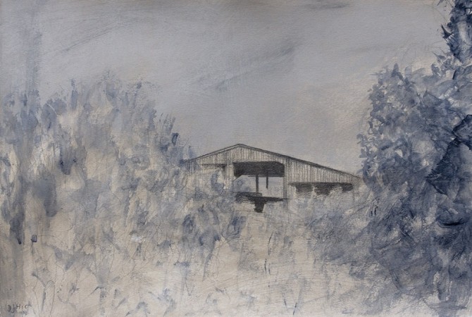 BARN<br />Mixed media on paper /<br />30 x 42 cm / 06.2015