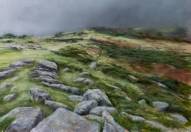 DARTMOOR PATHS (February)<br />Soft Pastel on 100% Archival Watercolour Paper<br />45 x 65 cm / 2019