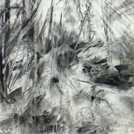 OLD PATH (field study)<br />Charcoal on paper /<br />50 x 50 cm / 2017