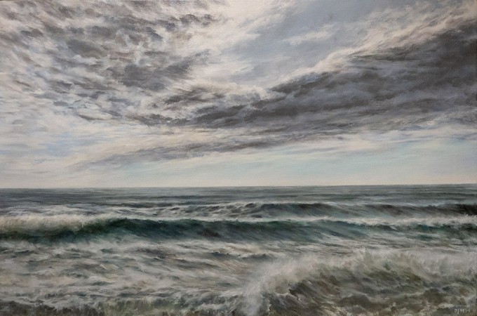 EVENING TIDE<br />Oil on canvas /<br />50 x 75 x 4 cm / 2019<br />Private Collection