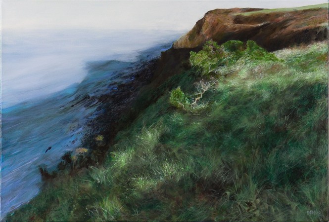 GAWLISH CLIFF, SHIPLOAD BAY, HARTLAND PENINSULA (study)<br />Acrylic on canvas /<br />38 x 56 x 4 cm / 2018<br />Sold
