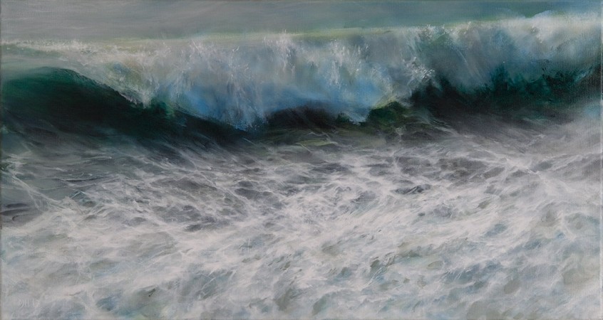 WAVE: BREAK, GREEN<br />Acrylic on canvas /<br />41.5 x 76.5 x 2 cm / 04.2017<br />Sold
