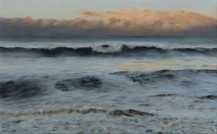 SHORE, MORNING / <br />Oil on canvas / <br />40 x 65 x 4 cm / 2020
